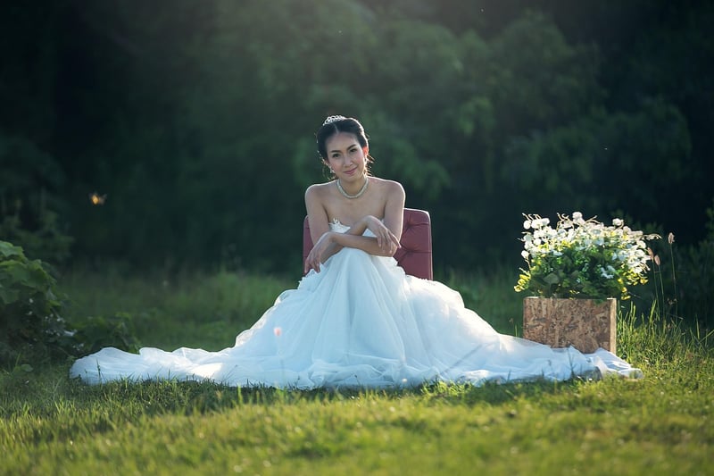 Bride in fairytale wedding dress